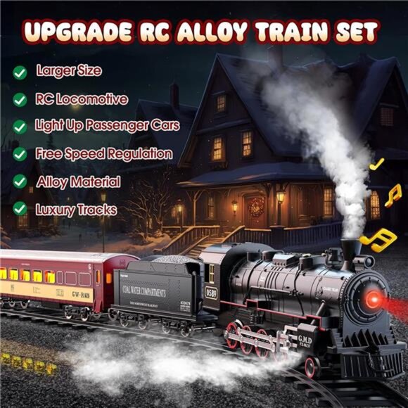 Hot Bee Train Set for Boys, Alloy Remote Control Train Sets with Steam - Picture 5 of 16